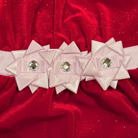 Bonnie Jean Toddler Girls Velvet Present Bow Santa Dress 4T Preowned Christmas - Picture 5 of 8